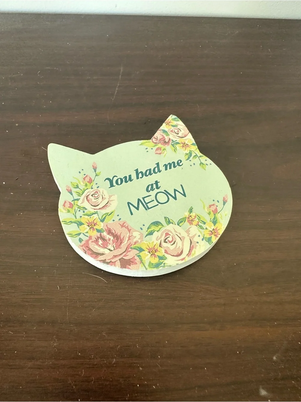 You had me at MEOW Cat-Shaped Floral Coaster